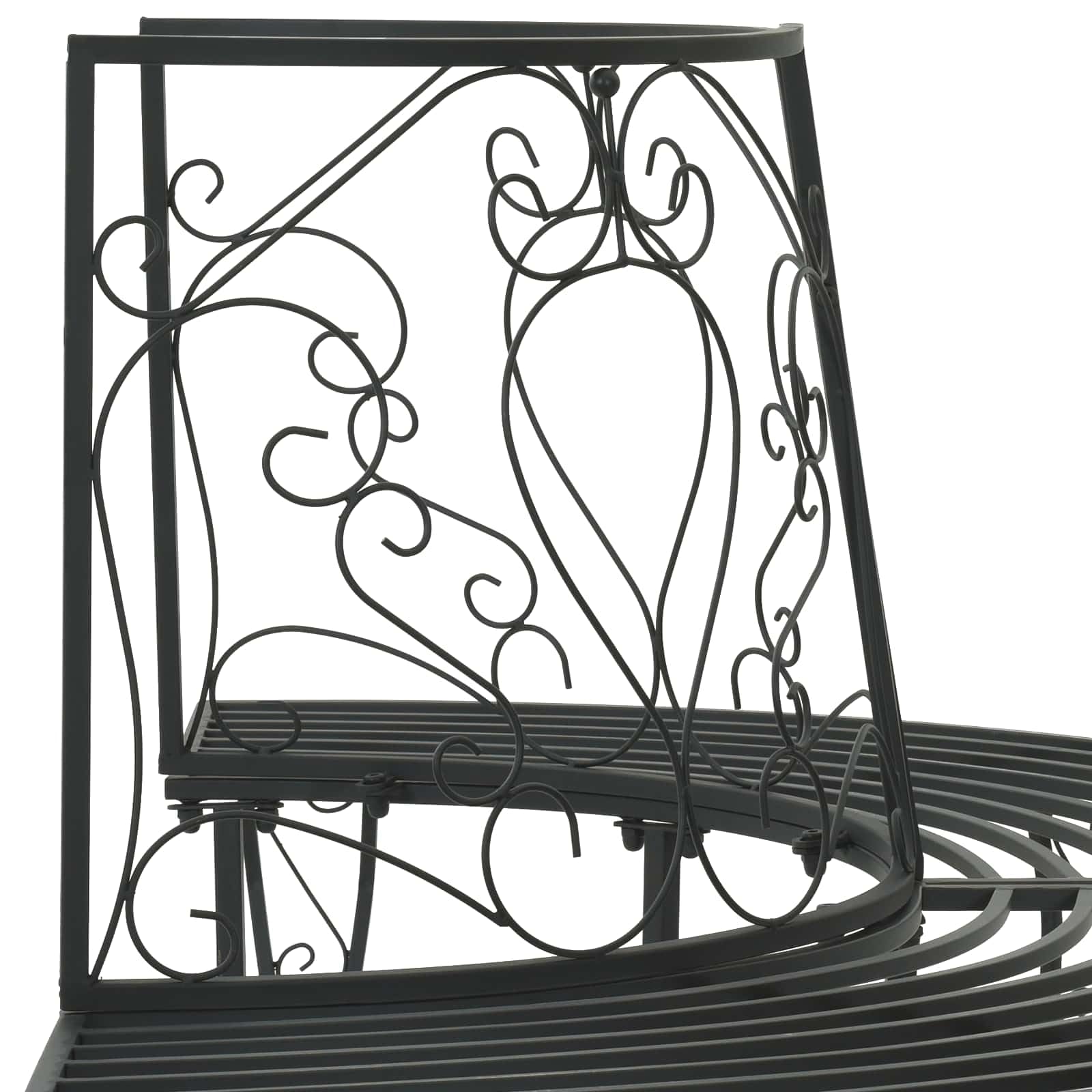 Banco de árbol de acero con 4 plazas, 160 x 80 x 89 cm, color negro, resistente a la intemperie, para terraza, balcón y exterior, asiento de parque estable con respaldo para relajarse