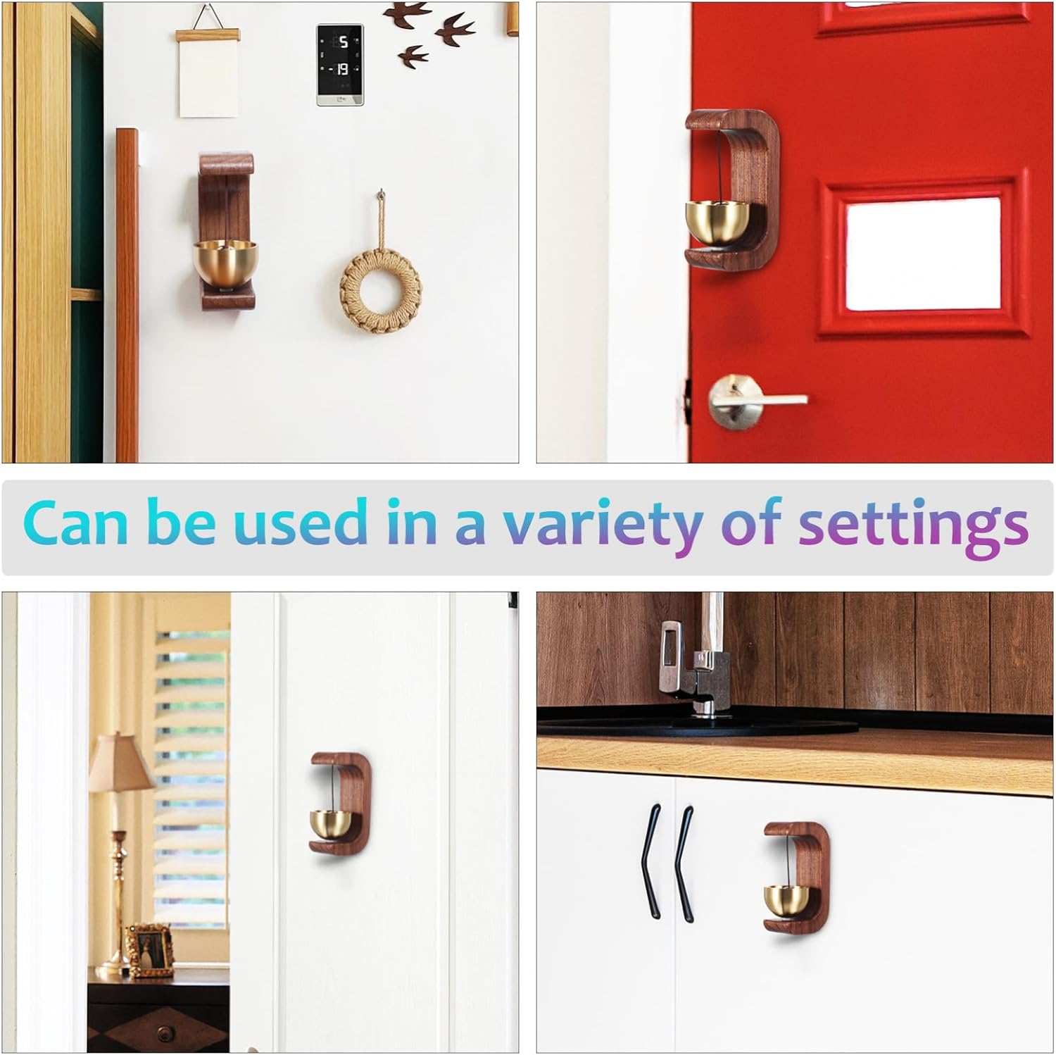 Gadpiparty 4pcs Shopkeeper Bell Wooden Chime Door Alert Versatile for Fridge Retail Store Access