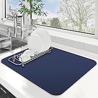 Vista 19 de WISELIFE Tapete de secado de platos súper absorbente, tapete de secado de platos grande para encimera de cocina, tapete de secado de platos fácil