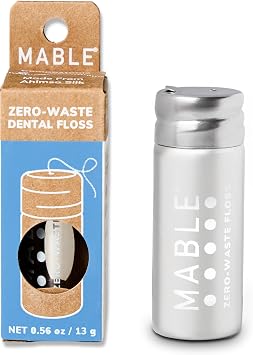 Refillable Dental Floss | Silk Dental Floss | Reusable & Refillable Stainless Steel Container | with 33 Yards of Natural Silk Floss