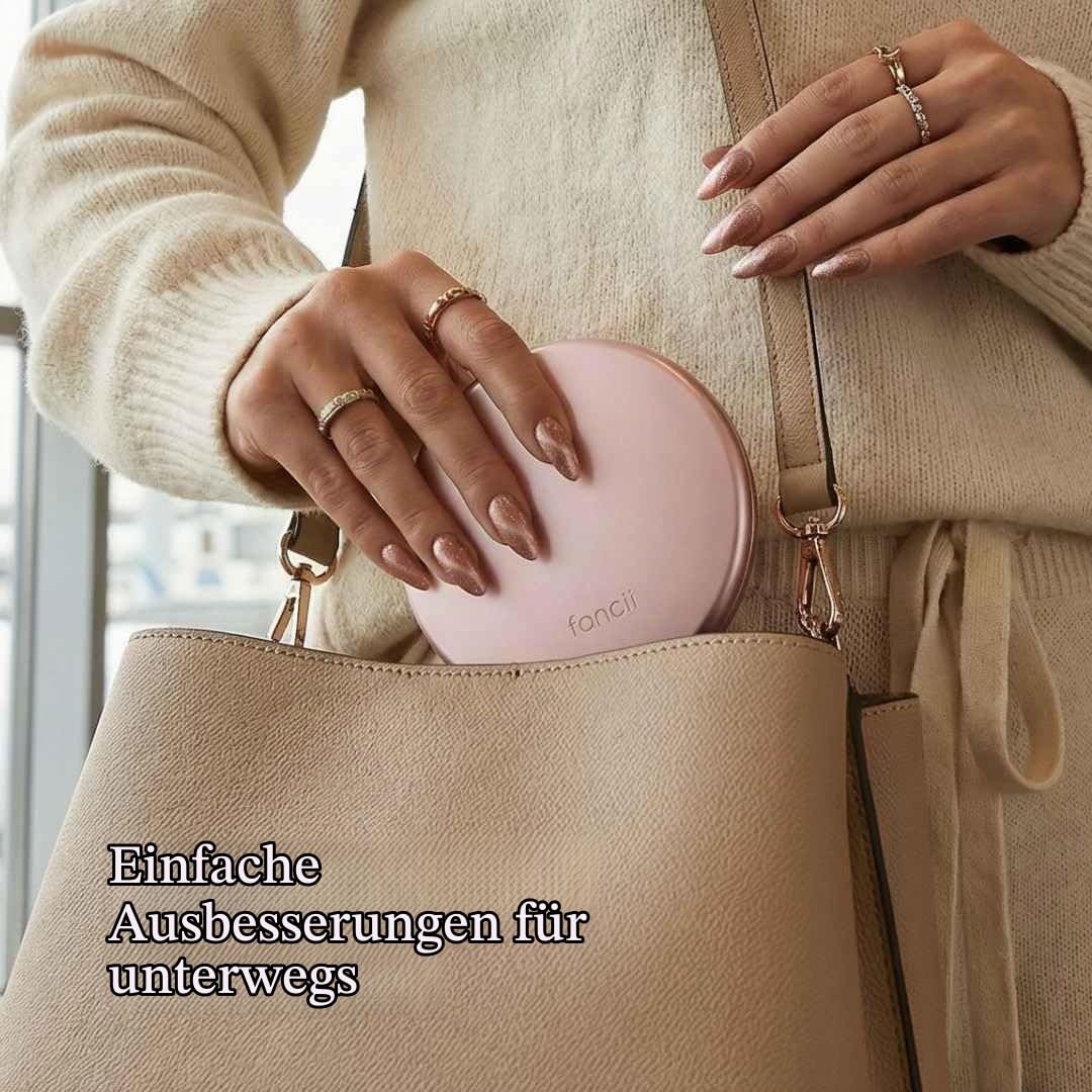 Fancii Taschenspiegel, 1-fach/10-fache Vergrößerung – LED-Make-up-Spiegel mit natürlicher Beleuchtung, 12,7 cm Durchmesser, kompakt und tragbar für Reisen (Roségold)