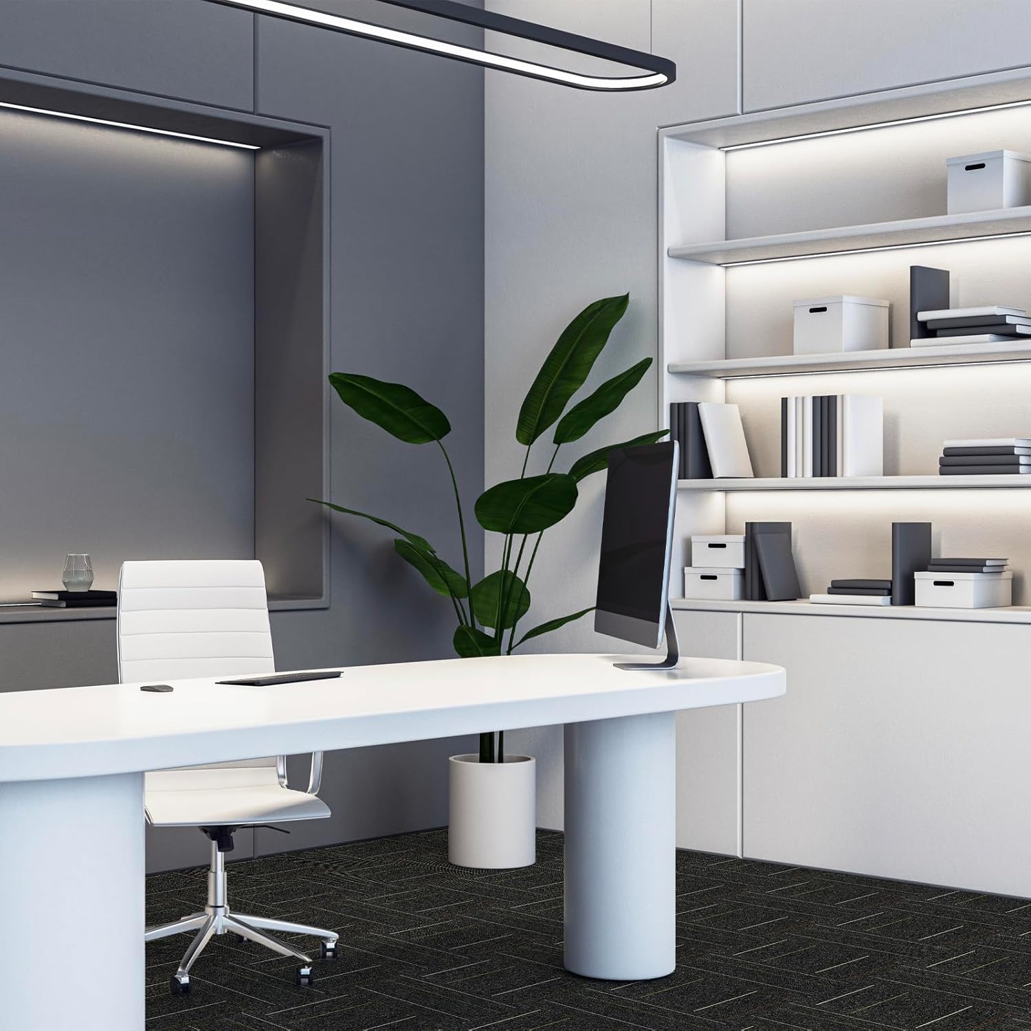 Square Self-Adhesive Carpet Tiles, 12"x12"Peel and Stick Floor Carpet Squares, Soft Low-Pile Carpet Planks for Home Office Basement, (30Pcs Dark Grey)