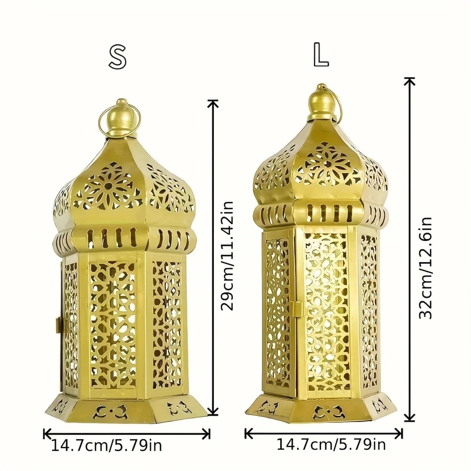 Lanterne a Candela Decorative 1 portavelas de Metal con Forma Farol, Elegante Hierro Forjado for el hogar, Ideal for Manualidades Mesa(L)
