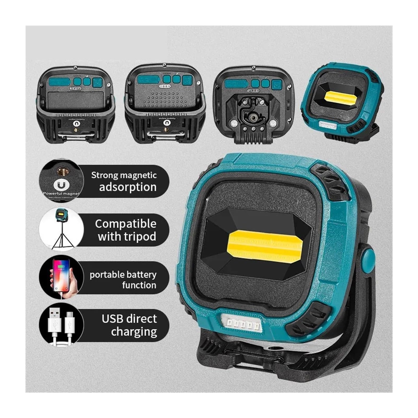 Linterna Portátil Súper Brillante Recargable Por USB, Luz LED De Emergencia For Exteriores, Banco Energía, Lámpara Camping, Iluminación Trabajo Y Reparación Brillo Ultra Alto(W895-2built-in blue)