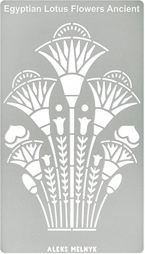 Aleks Melnyk No.459 - Plantilla de metal, espirales, flores de loto egipcias antiguas, adorno, patrones, plantilla pequeña, 1 unidad, plantilla para