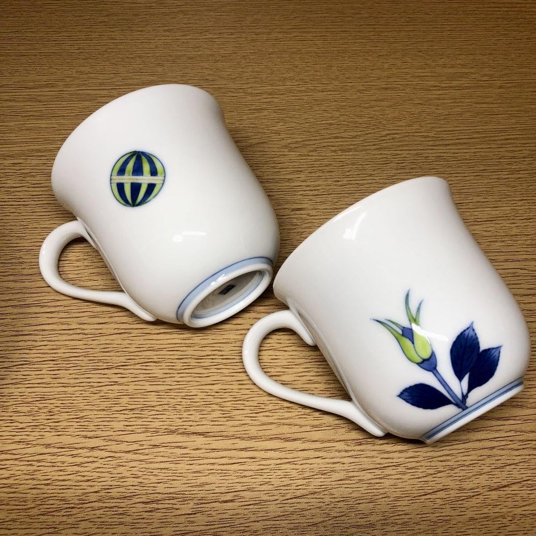 Amazon.co.jp: 伊万里 鍋島焼 畑萬陶苑 マグカップ 2客 花 鞠 グラス