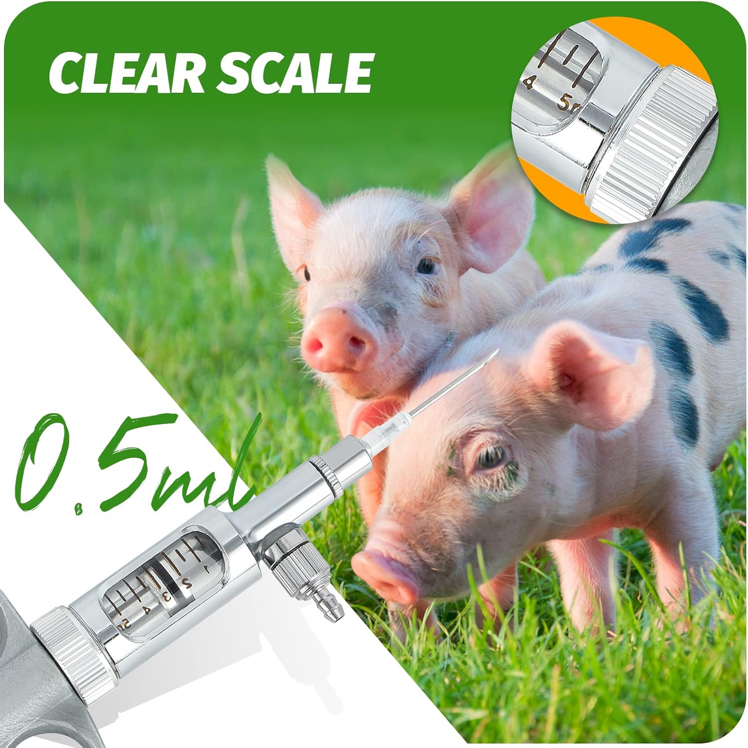 NEWTRY 5ml Livestock Syringe, Continuous Adjustable Animal Syringe, Stainless Steel, for Cattle Sheep Pig Goat