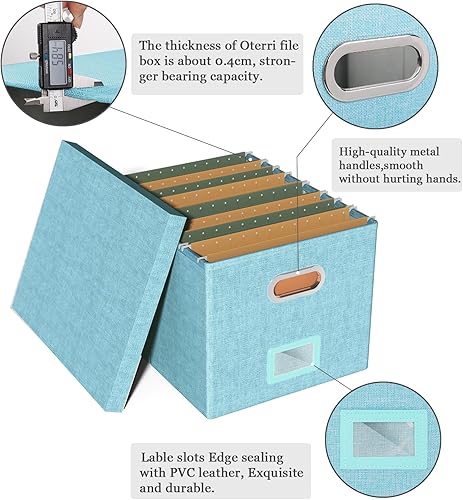 Vista 140 de Organizador de archivos en paquete de 2, caja archivadora portátil con tapa, compatible con carpetas tamaño carta/legal, organizador de documentos