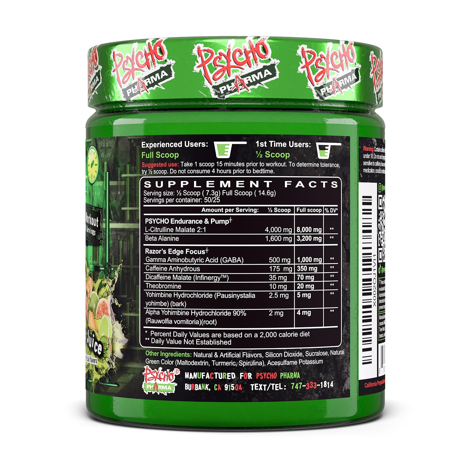 Psycho Pharma Edge of Insanity High-Stim Pre-Workout Powder – Intense Energy, Focus, Strength and Muscle Pumps – Advanced Pre Workout Supplement (Jungle Juice) — Amazon image 8