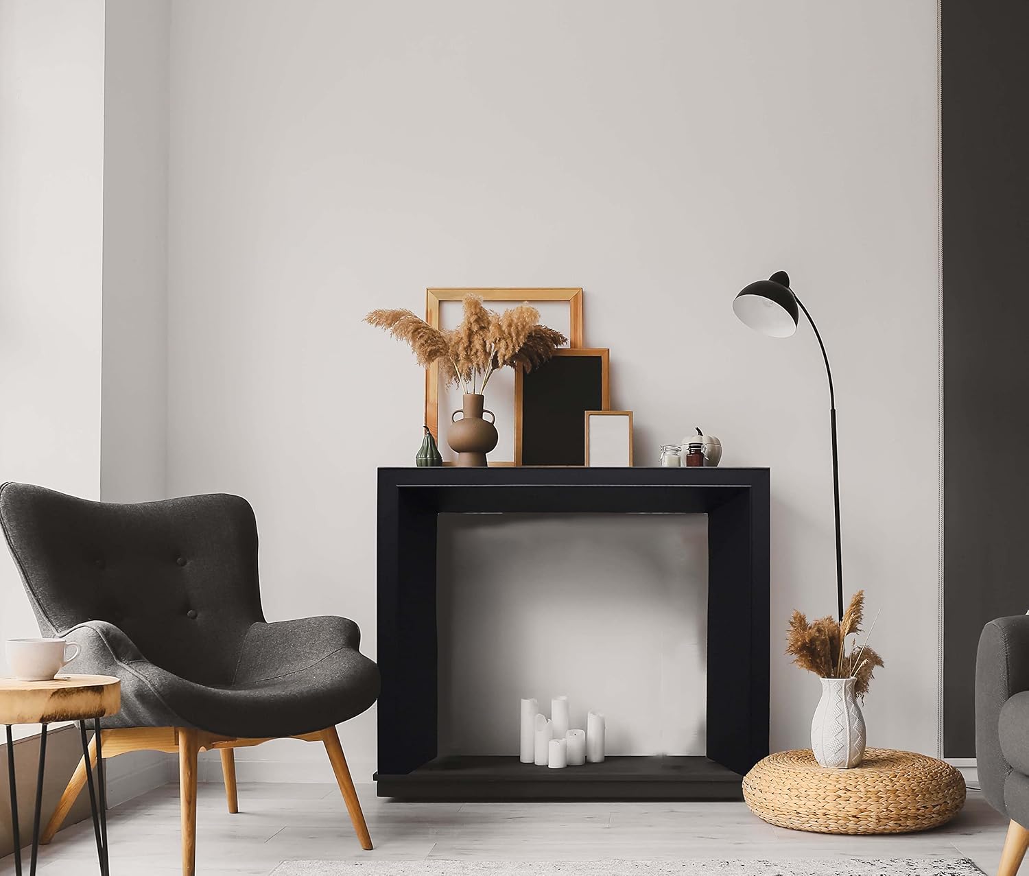 Creative Co-Op Modern Fireplace Mantel, Black