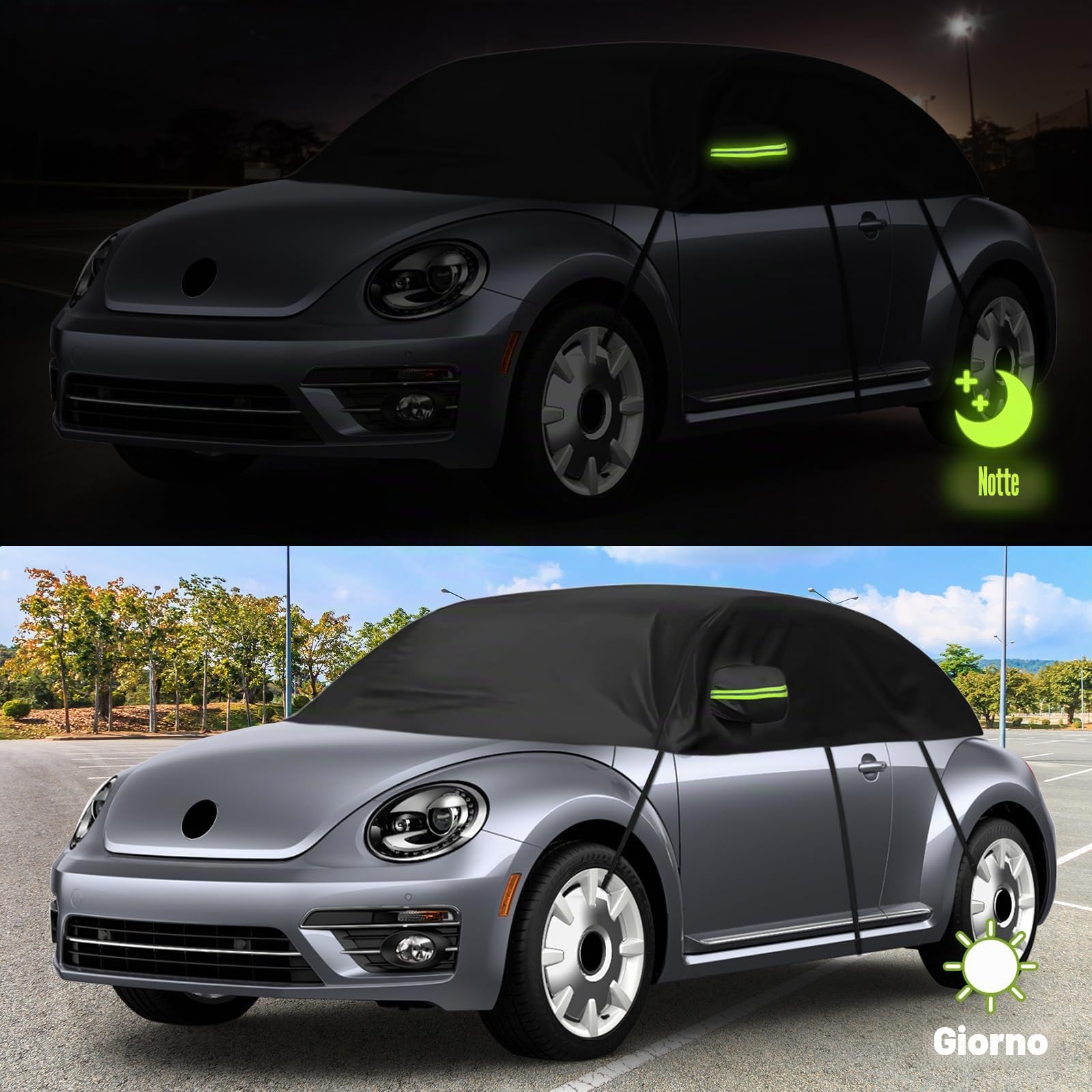 Copriauto Impermeabile Sostituzione per VW Beetle 1998-2019, Metà Copertura per Auto Resistente Ai Raggi UV, Metà Garage Antipolvere, per Esterni ed Interni | Mezza copertura per auto, resistente ai raggi UV, antipolvere, antineve, per interni ed