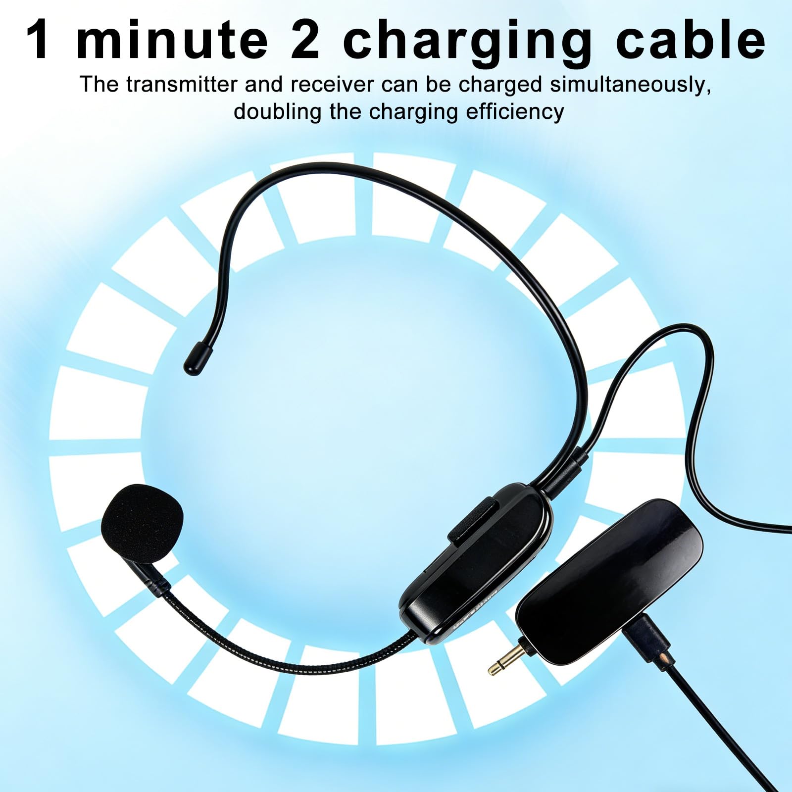 Microfono senza fili, microfono UHF, microfono senza fili, ricaricabile, microfono senza fili, raggio di 50 m, microfono ad archetto per lezioni, guida di viaggio, amplificatore vocale