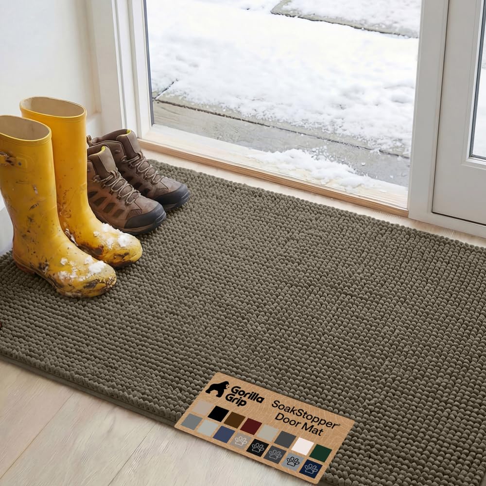 GORILLA GRIP SoakSTOPPER Dog Door Mat, Machine Wash Dry, 48x30 Cappuccino