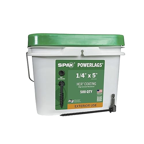 Miniatura 42 de Tornillos de retraso de madera estructural de cabeza hexagonal exterior de 1/2 "x 8" Powerlags Hex (100 EA) cubo a granel