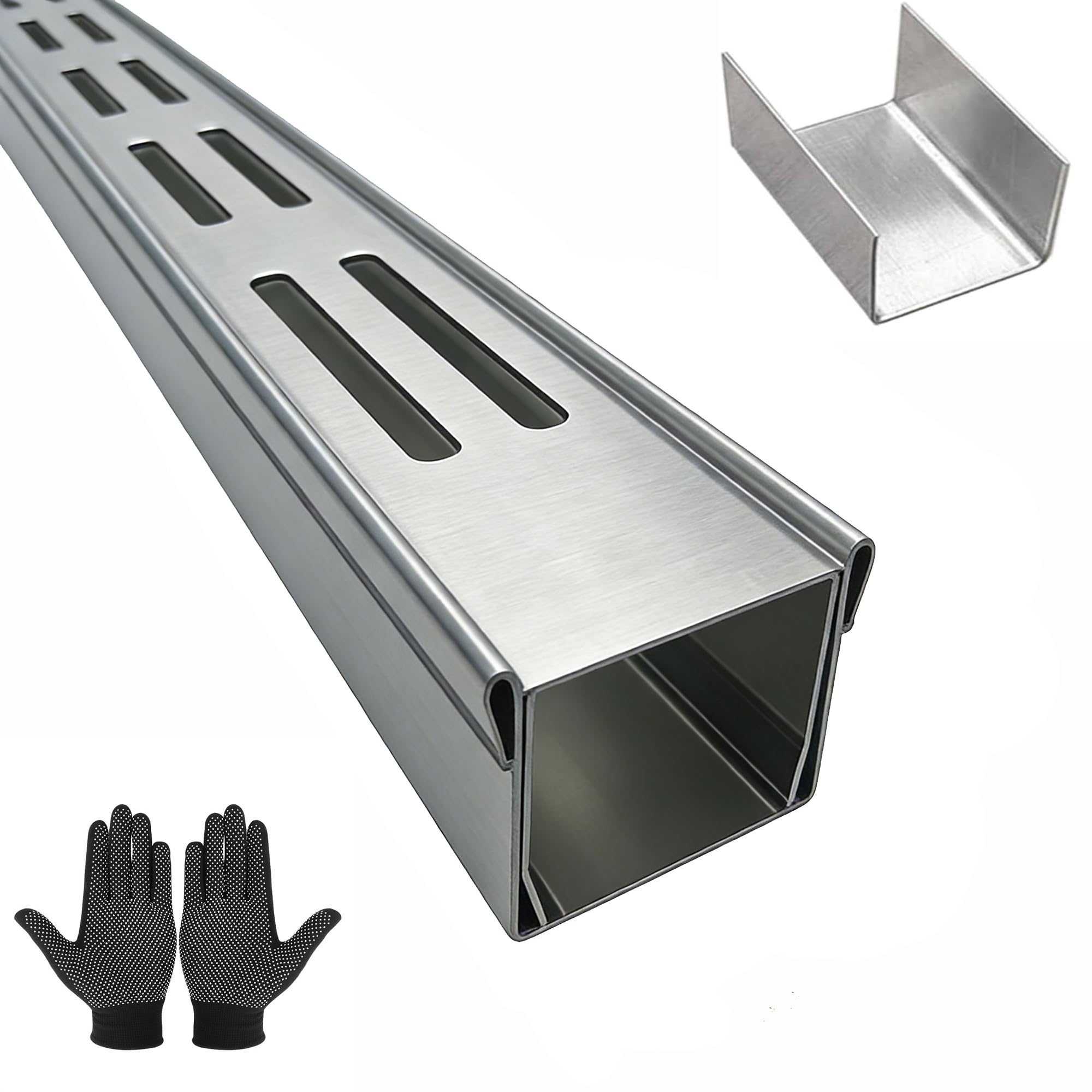 Drain à canal étroit en acier inoxydable 304 gris pour kit de vidange