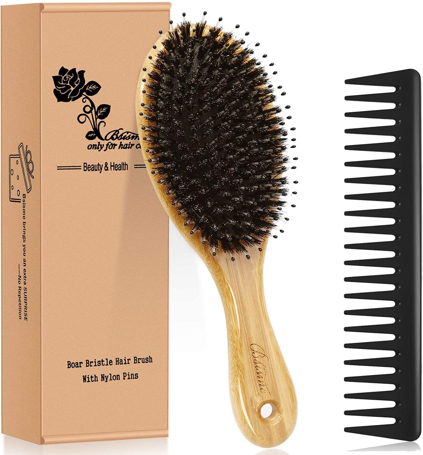 Boar Bristles Hair Brush,Detangling Hairbrushes for Long Short Curly Straight Fine Hair,Women Men Boys Girls Hairbrush (Oval)