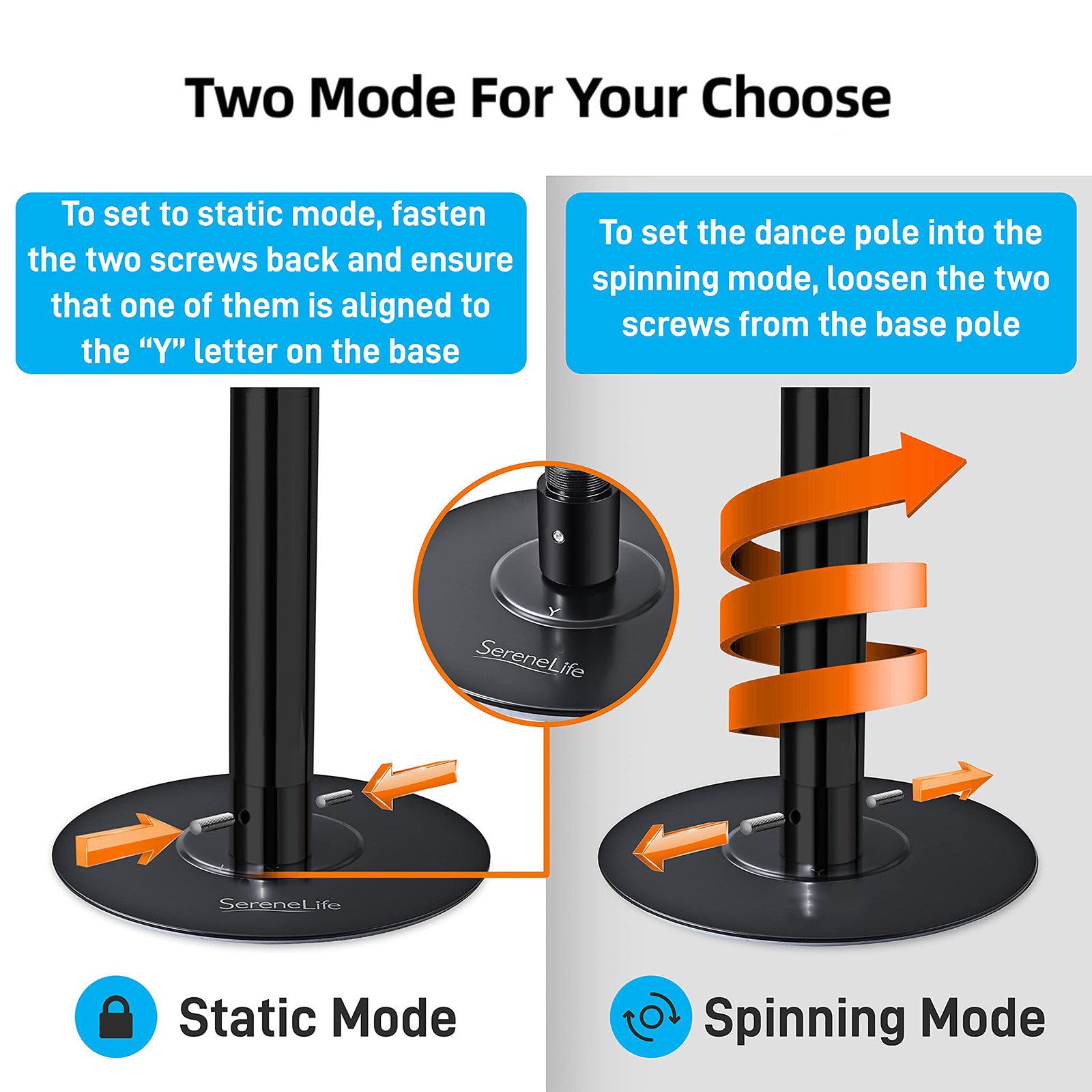 Barre Pôle de Danse Professionnel | Poteau De Fitness Portable/Amovible | Statique Et Rotatif | 45 Mm De DiamèTre | Hauteur RéGlable (223,5~274,5 Cm) | Capacité De Poids : 440 Lb,Black