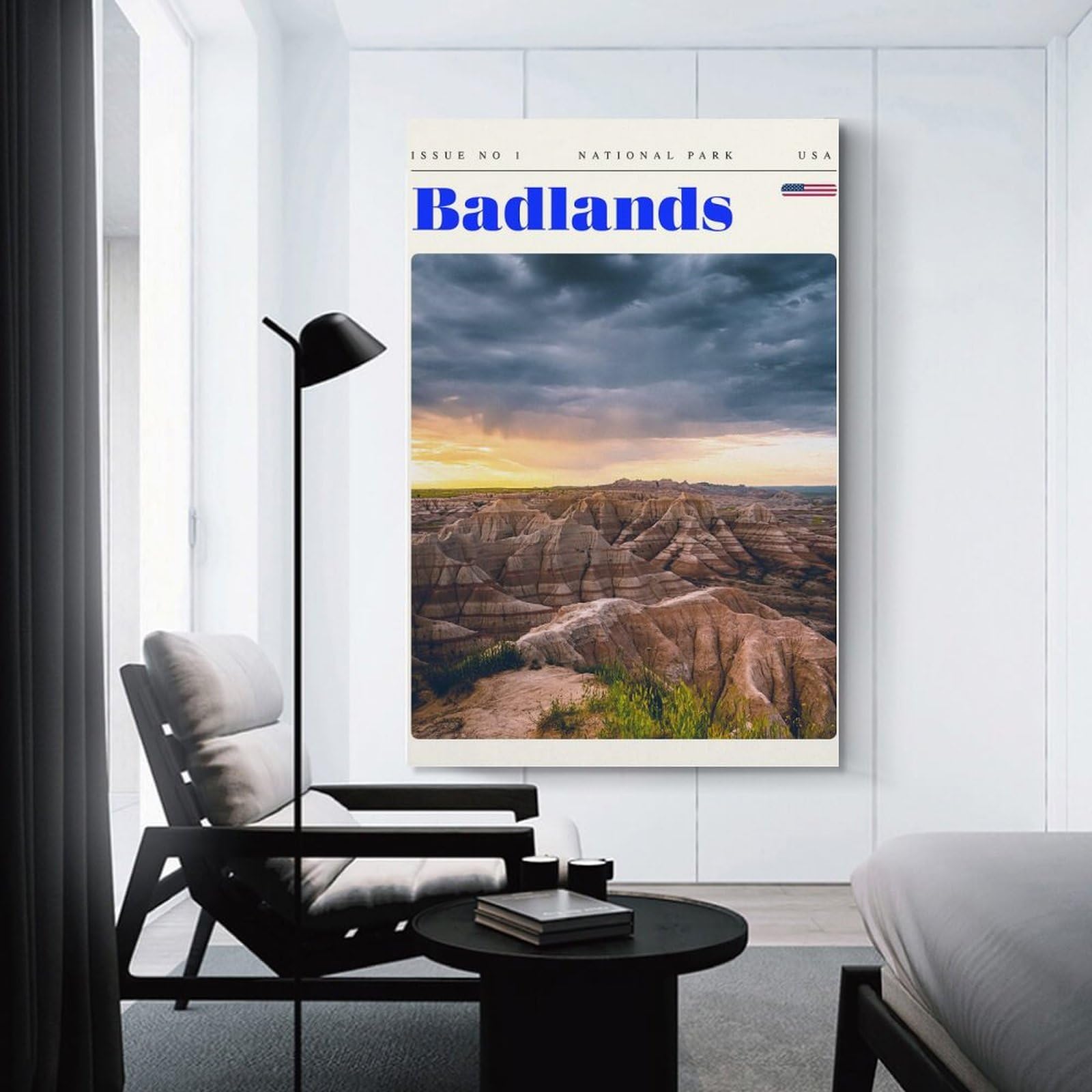 Junmoney Badlands National Park Travel Art Decorative Canvas Print, 20x30inch(50x75cm), for Study, Office Or Focused Interiors, Canvas Wall Decor for Creative Rooms