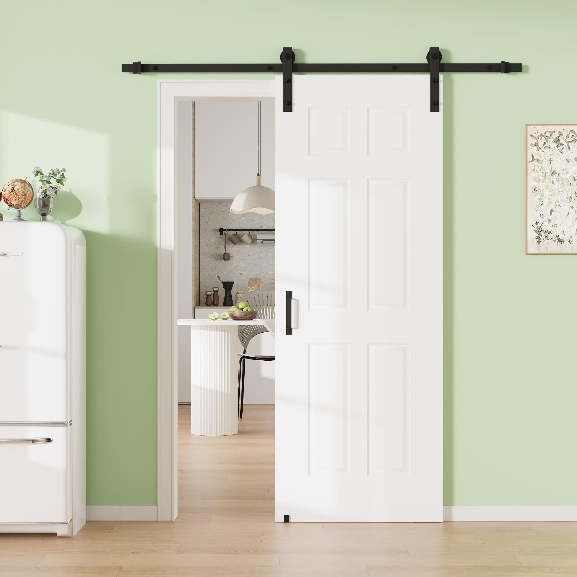 36" x 80" Presembled 6 Molded Panels Sliding Barn Doors with 72" Track Kit