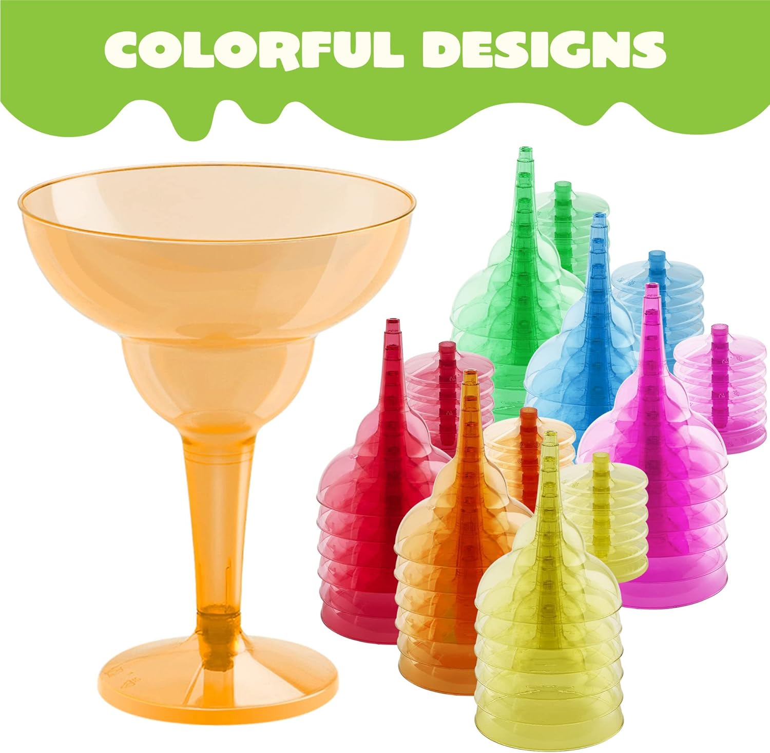 JOYIN 36 Packs Plastic Margarita Glasses Cups 12 oz Disposable Cinco De Mayo Fiesta Party Decoration for Fun Taco Party Supplies, Neon Cocktail Cups, Mexican Theme for Carnivals - Image 7