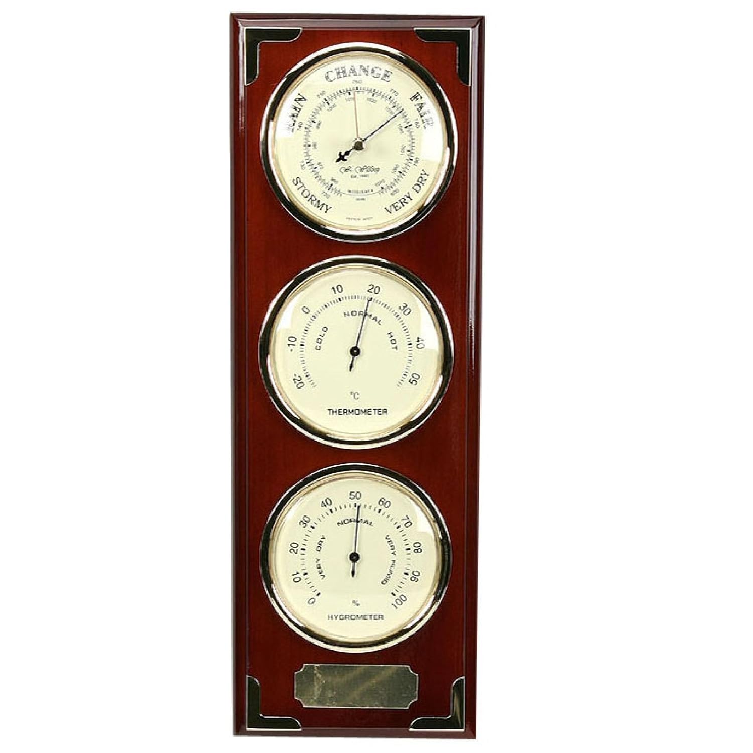 3 function polished wood weather station (Barometer
