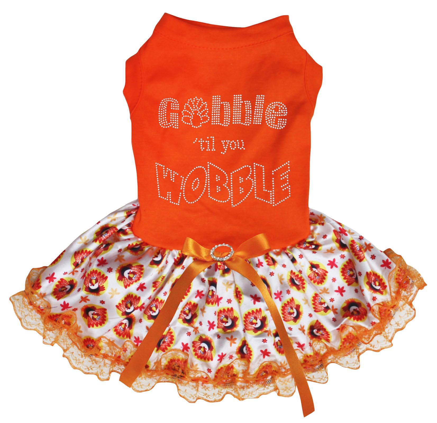 Robe pour chiot Gobble Til You Wobble en dentelle orange taille L