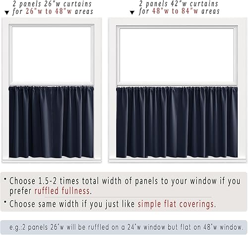 Miniatura 2 de Cortinas azul marino para autocaravanas RV Camper, juego de 2 paneles con bolsillo para la barra, cortinas oscuras para oscurecer la habitación,