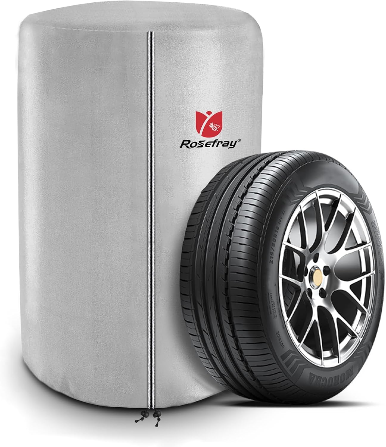 Tire Cover Outdoor with 4 Felt Pads 420D Waterproof 4 Tire Storage (15/16/17/18 inch) Silver- (M-28.7inches in Diameter)