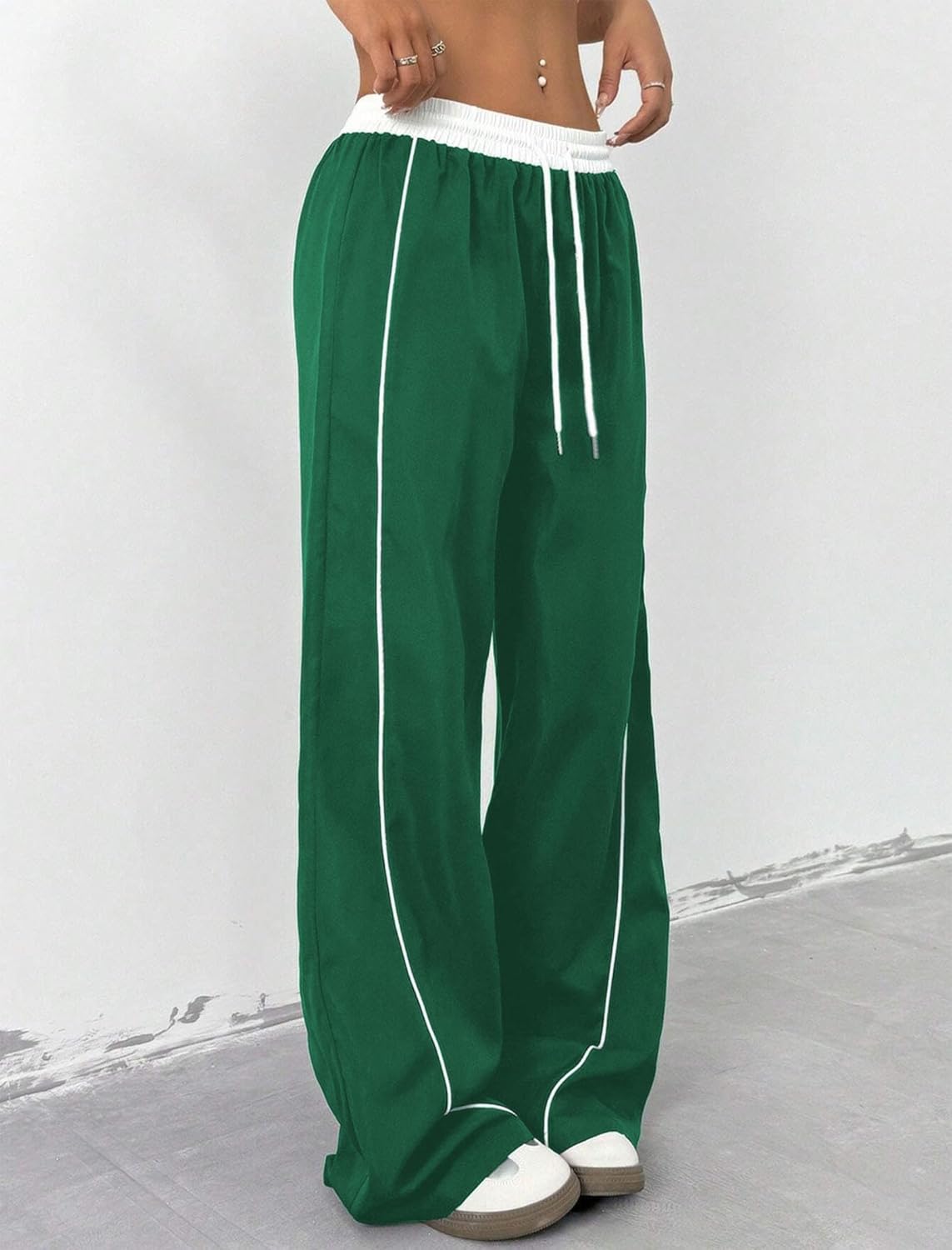 ZAFUL Womens Parachute Pants Y2K Wide Leg Cargo Sweatpants Drawstring Waist Jogger Pants with Pockets - Image 5