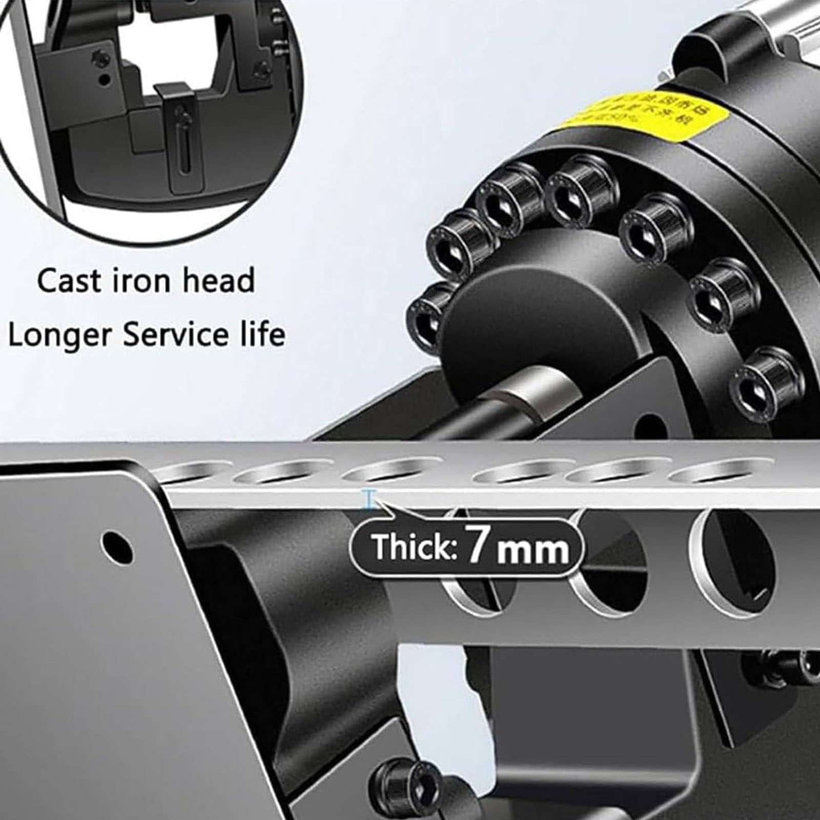 Dziurkacz Hydrauliczny O Mocy 1800 W, Kątowy Stalowy Dziurkacz Kanałowy, Z 2 Parami Rękawiczek I 5 Szt. Form, Do Użytku Pionowego/Do Użytku Ręcznego, Do Miedzi/Aluminium/Stal,TypeB