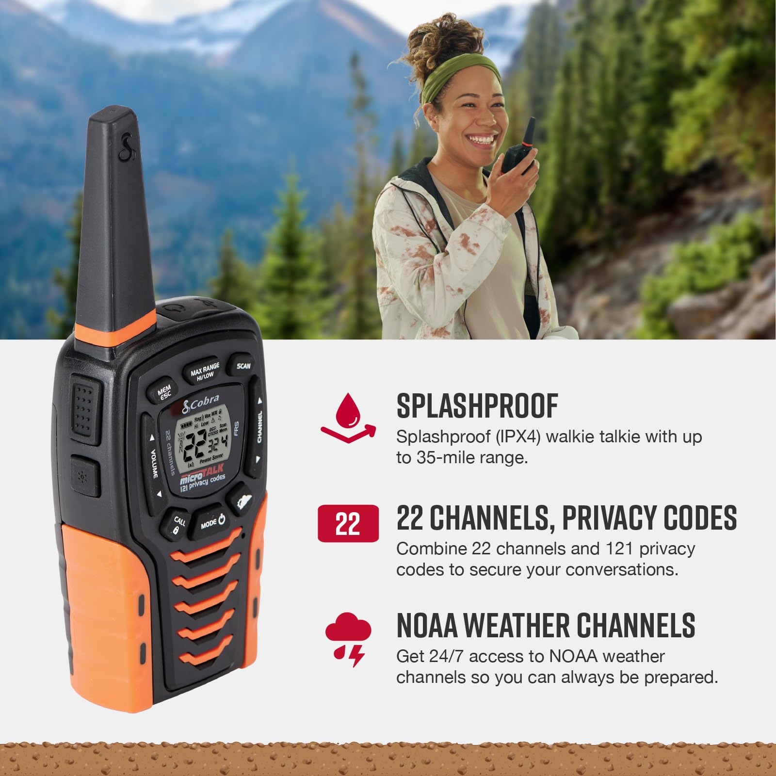 Amazon.com: Cobra ACXT645 Waterproof Walkie Talkies - Rechargeable