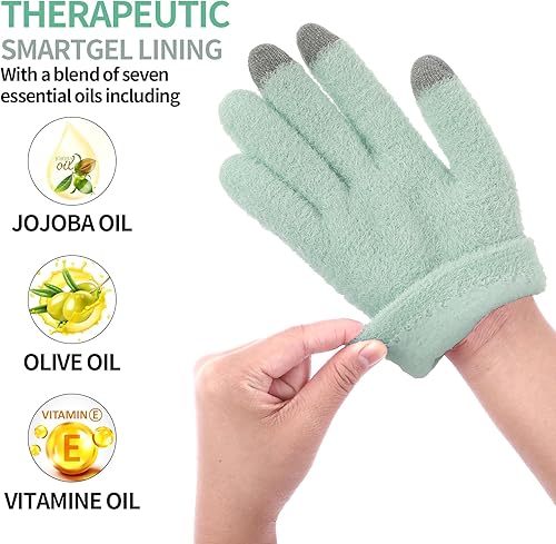 Miniatura 5 de Guantes de spa para manos secas, guantes hidratantes durante la noche con buen forro, guantes hidratantes para pantalla táctil para mujeres y