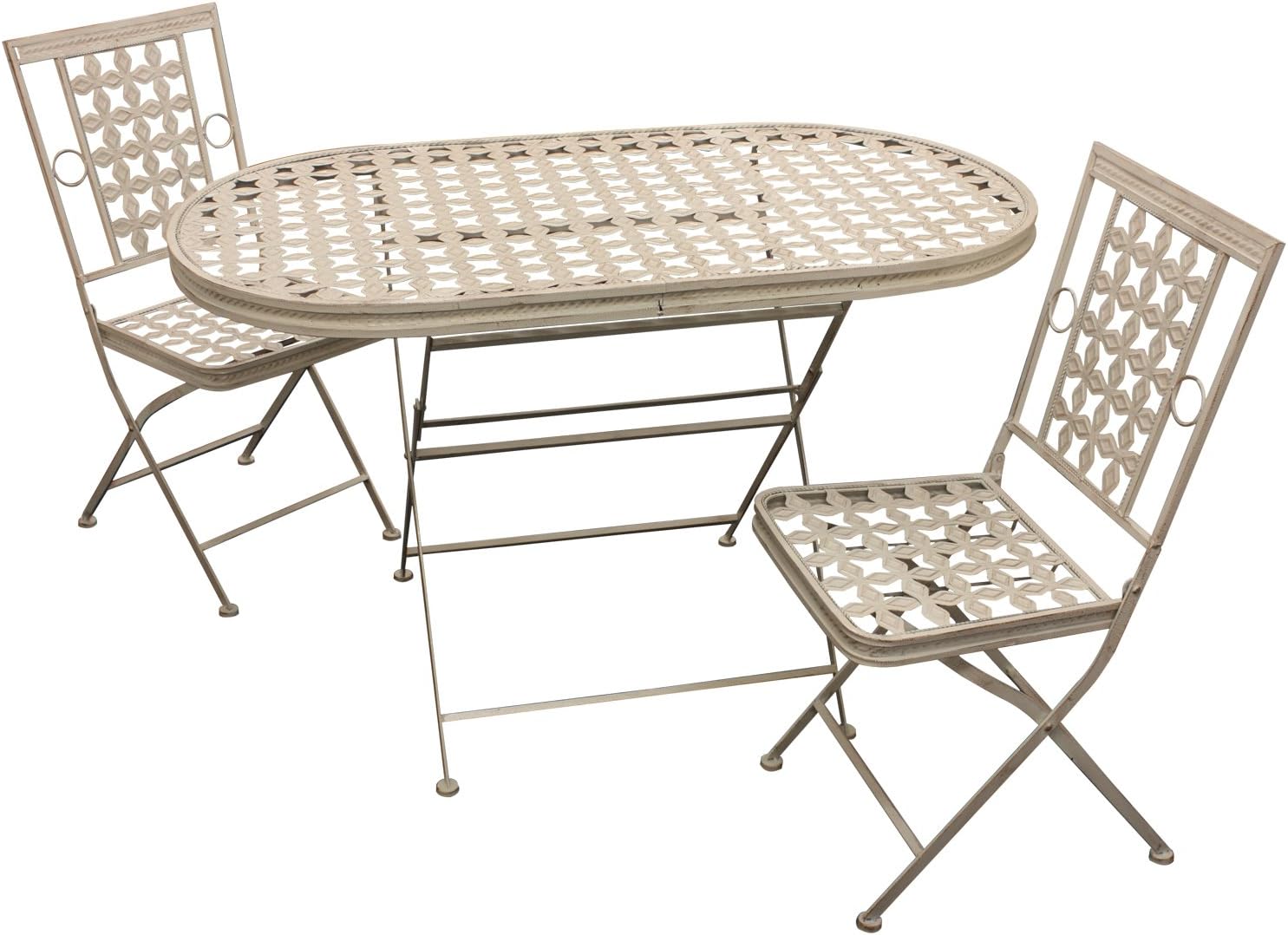 Maribelle Folding Metal Outdoor Garden Patio Dining Table And 2 Chairs Set