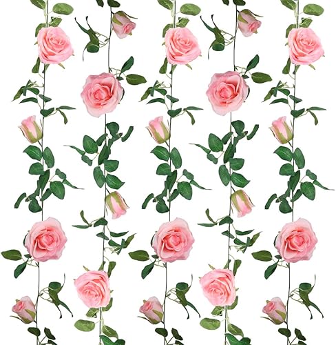 SHACOS - Guirnaldas de rosas artificiales para colgar con hojas y flores para uso en el hogar, bodas, fiestas