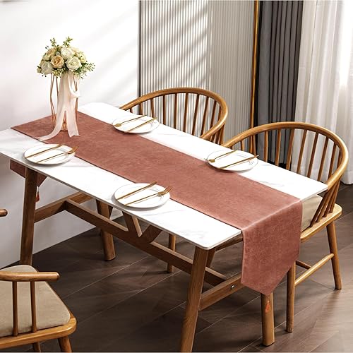 Miniatura 6 de BALCONY & FALCON Camino de mesa con borlas, lavable a máquina, bufandas decorativas de lujo para el hogar, para comedor, fiesta, banquetes, boda,