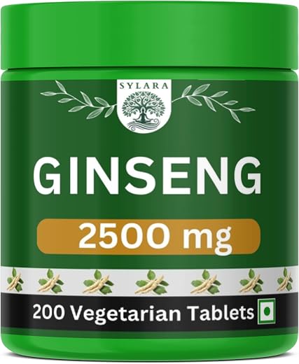 Sylara Ginseng Tablets - 2500 mg - Triple Ginseng -200 Capsules for Men and Women (Siberian, Korean Panax Red and American...