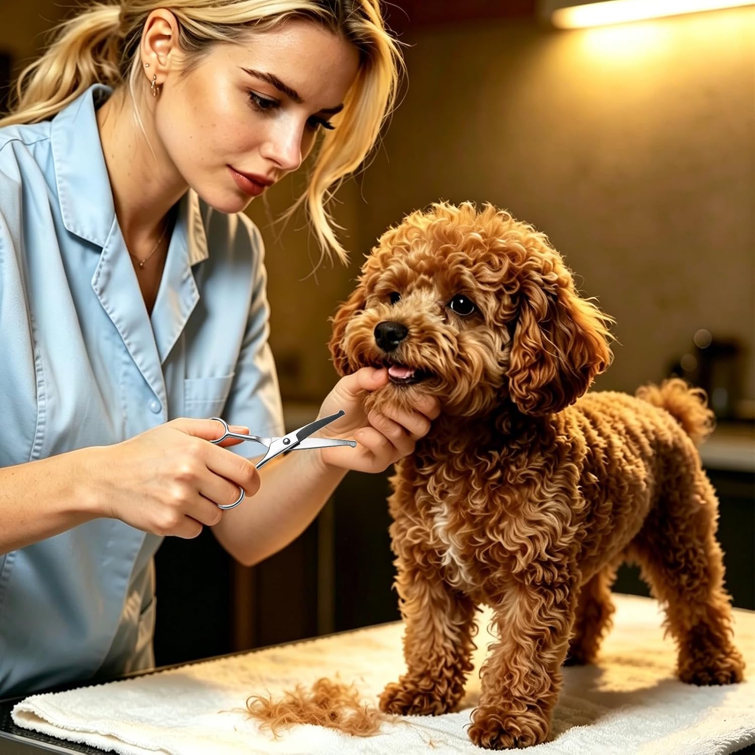 5.5 inch Curved Dog Grooming Scissors,5.5" Curved Down Pet Grooming Scissors with round tips for pets face and paw grooming