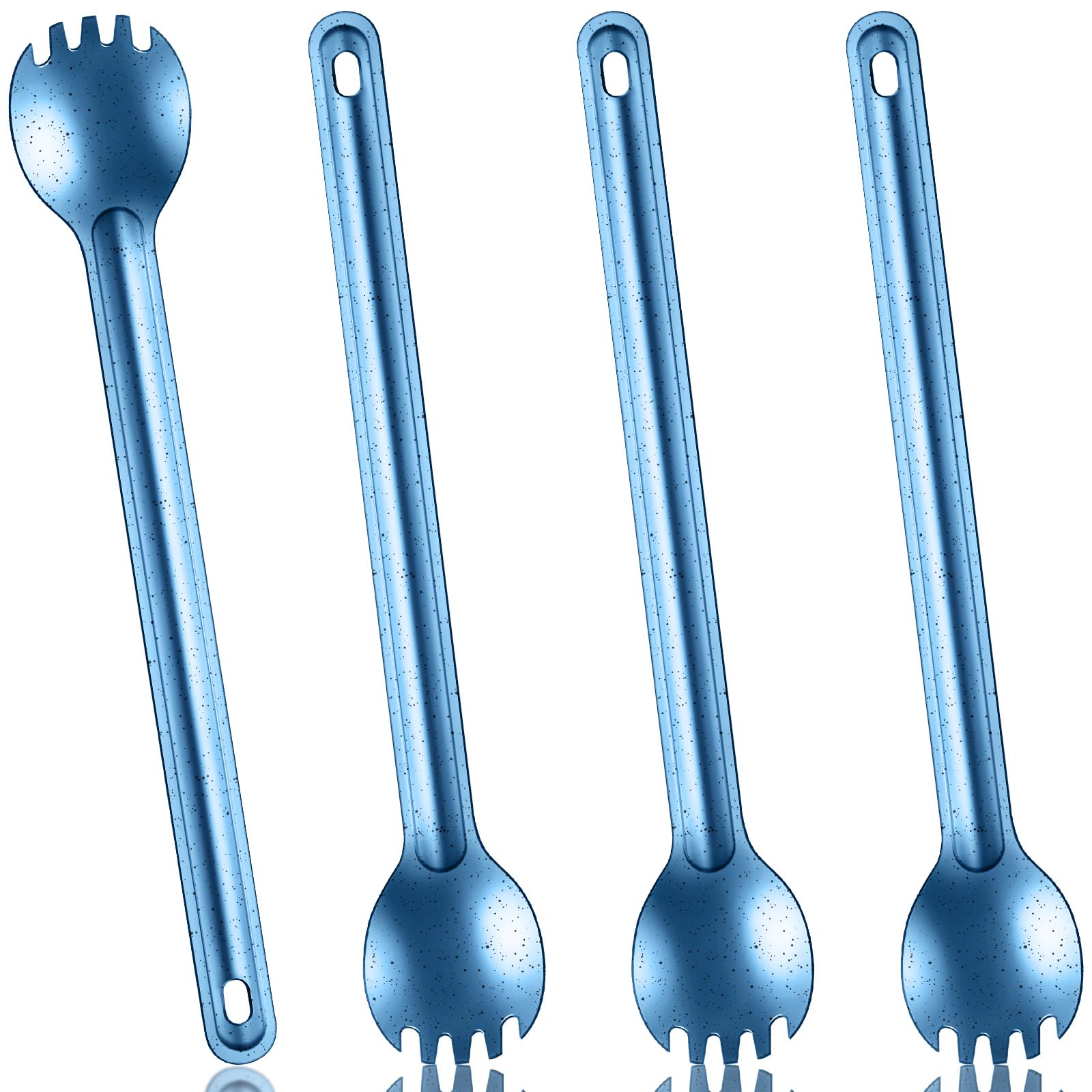 Göffel und Löffel aus Titan, langer Griff, ultraleicht, Portabale-Besteck, 21,6 cm, Suppenlöffel, Camping-Göffel für Outdoor, Camping, Rucksackreisen, Wandern, Reisen, Picknick, Geschirr,