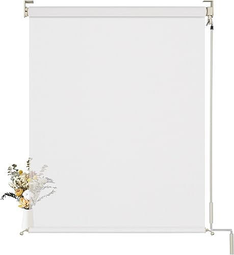 Persianas enrollables para exteriores para patio, impermeables, para exteriores, sin cordón, con 10 % de apertura, de tela solar, para porche,