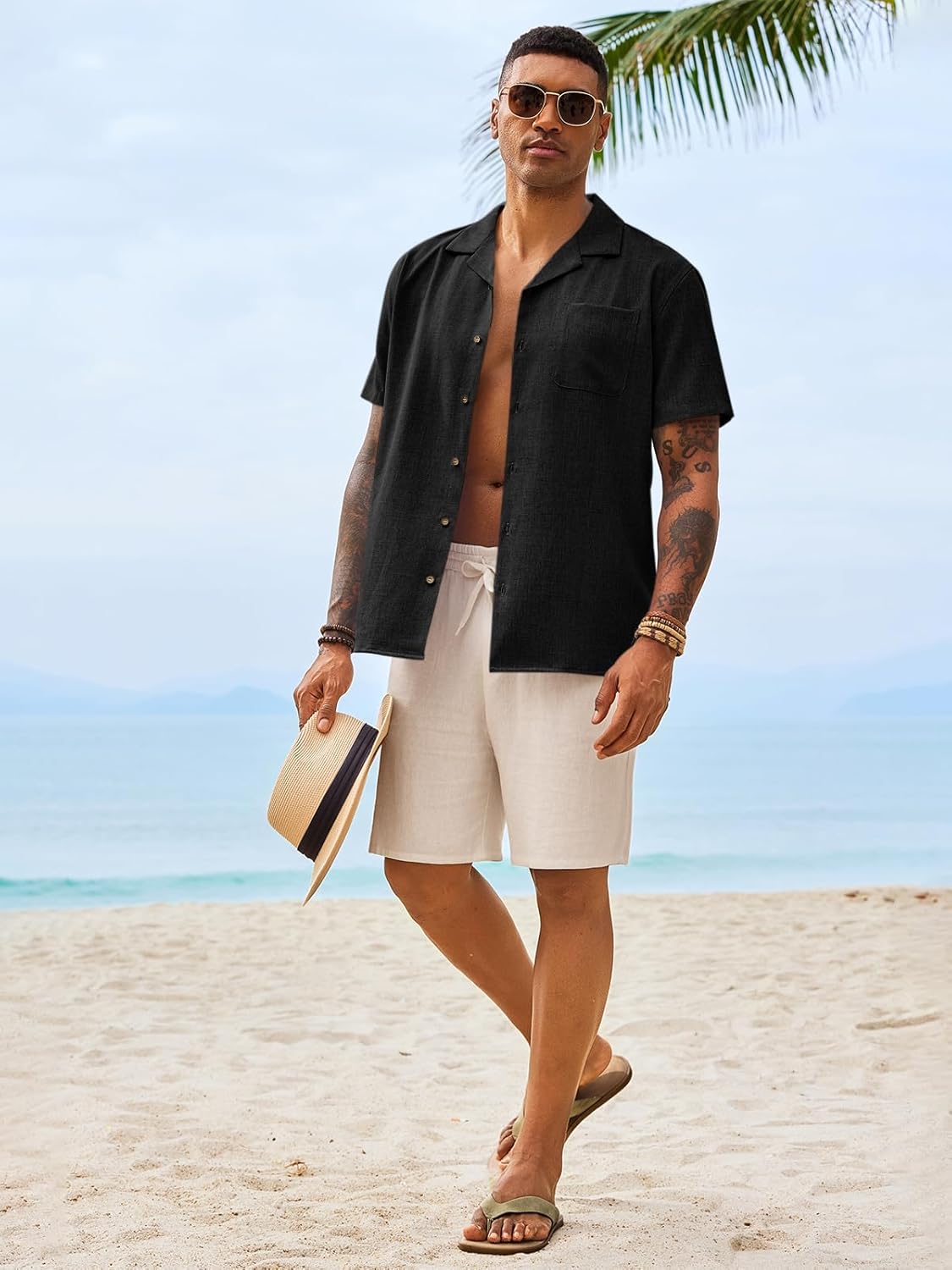 Runcati Mens Button Down Shirt Short Sleeve Cuban Casual Shirts Summer Beach Vacation Wedding Tops with Pocket - Image 5