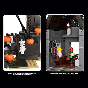 Halloween Haunted Mansion Building Blocks Set - 564PCS Horror Castle Building Bricks Kit, Pumpkins and Skeleton Ghosts, Home Decor, DIY Spooky Toys, Creative Gifts for Adults Kid