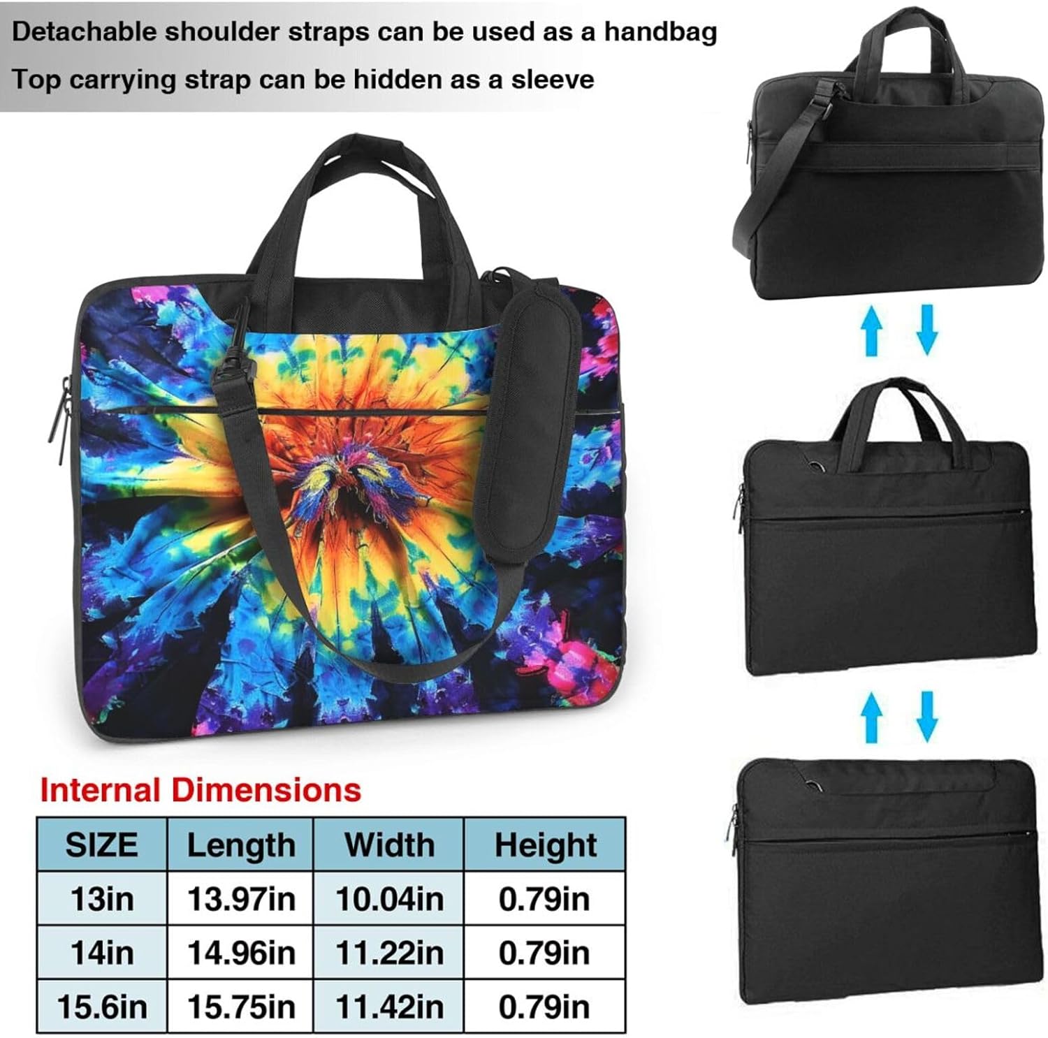 Exotic Tribe Tie Dye Style Printed Laptop Bag Three Layer Protection Shockproof Crossbody Laptop Shoulder Bag for Women Men