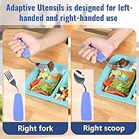 Vista 7 de Utensilios adaptativos, utensilios de peso para pacientes con temblores y Parkinson, juego de utensilios de cuchara y tenedor para ancianos