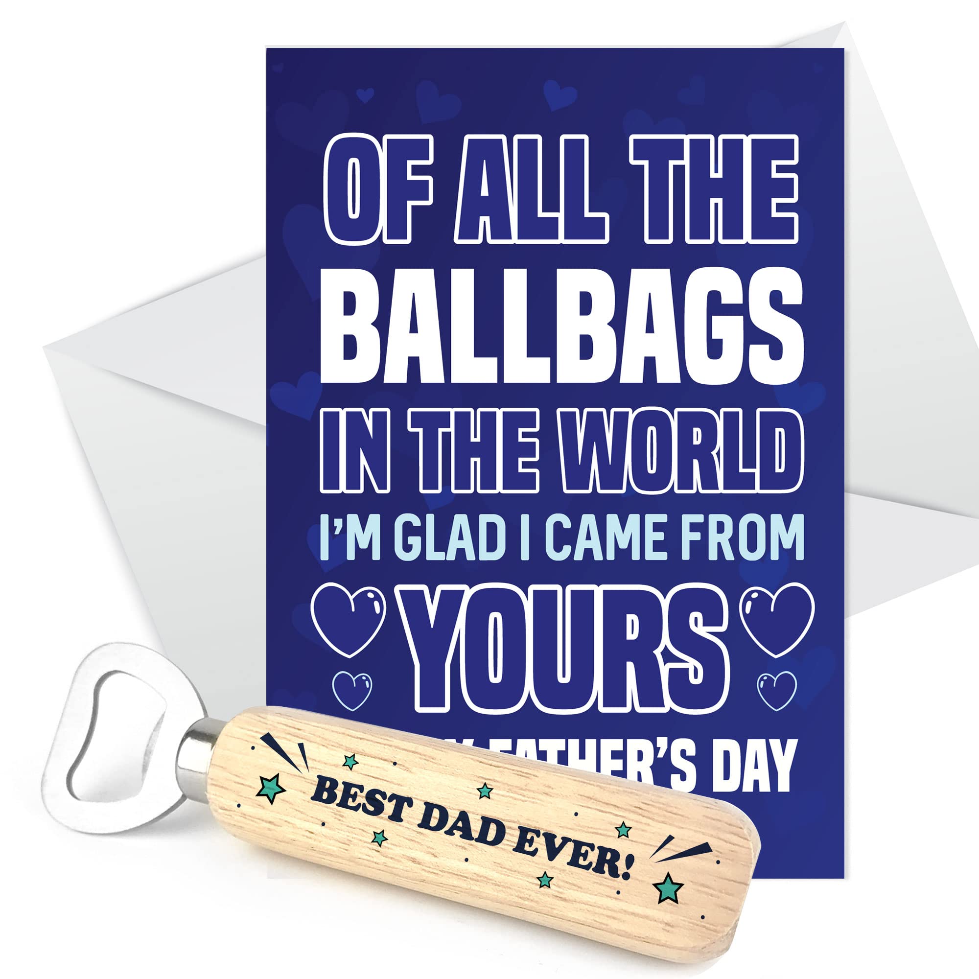 Red Ocean Funny Rude Fathers Day Card Novelty Gift for Dad Bottle Opener Best DAD Gift from Daughter Son