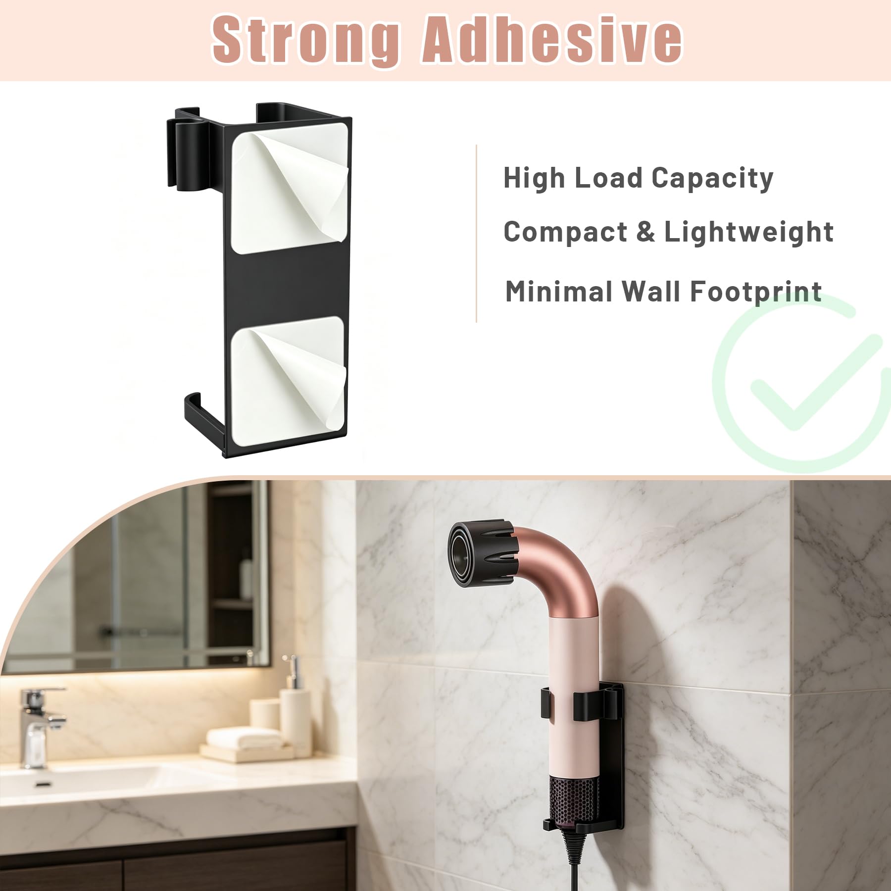Affogato Wandhalterung für Haartrockner, kompatibel mit Supersonic R, HD17 Haartrockner-Organizer, Aluminium-Föhn-Aufbewahrungsregal für Badezimmer