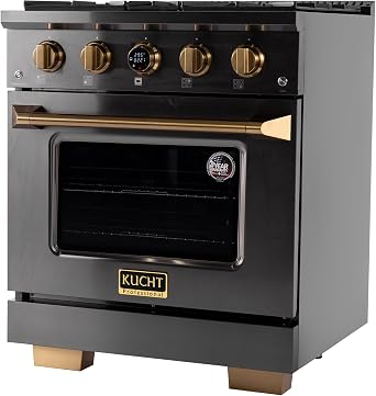 30 in. 4.2 cu. ft. 4 Burners Dual Fuel Range for Natural Gas in Titanium Stainless Steel with Kucht Horus Thermostat