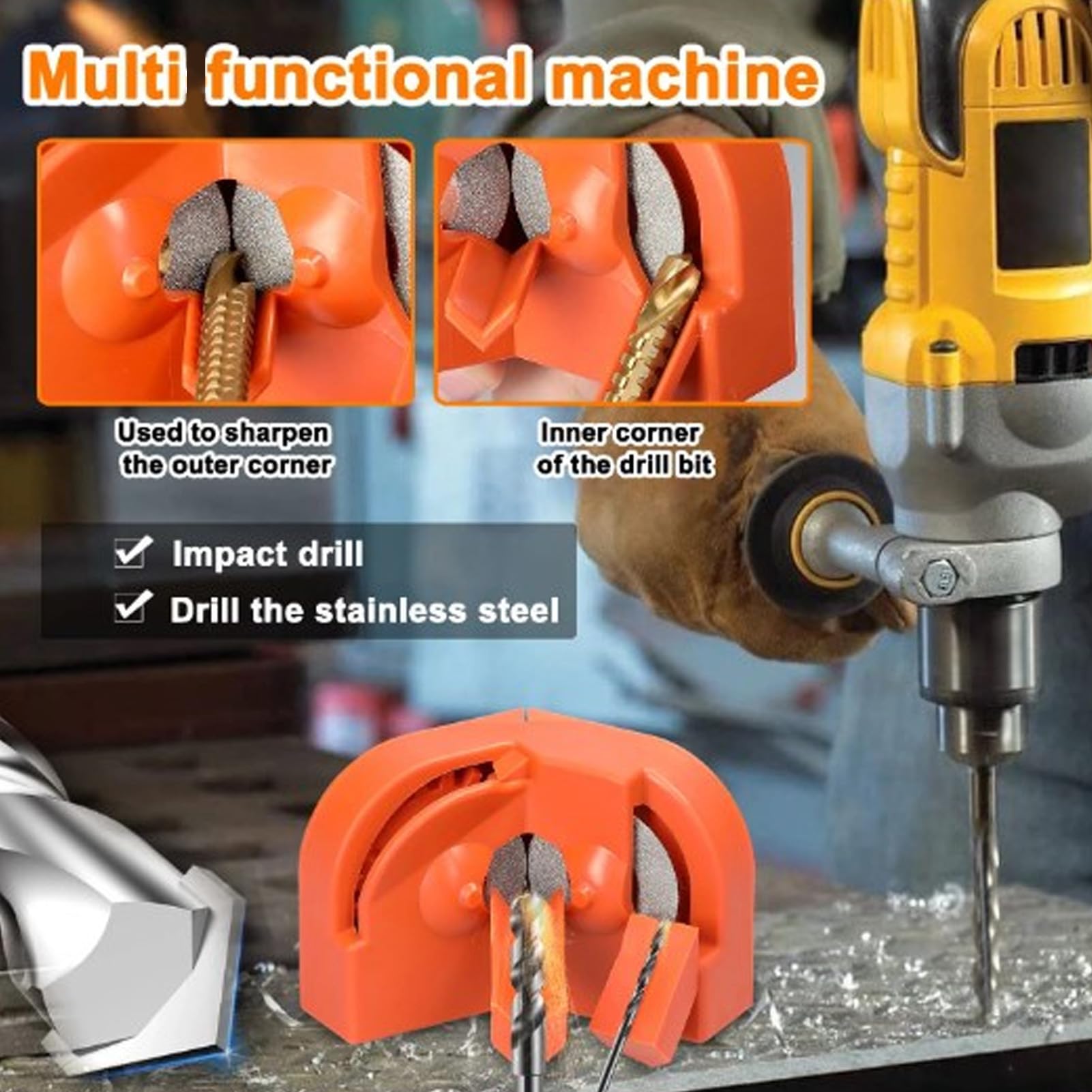 Affilatrice elettrica per punte da trapano, affilatrice multiuso per punte da trapano per tutte le punte, utensile per affilatura per punte in acciaio rapido, muratura, carburo, cobalto e stagno