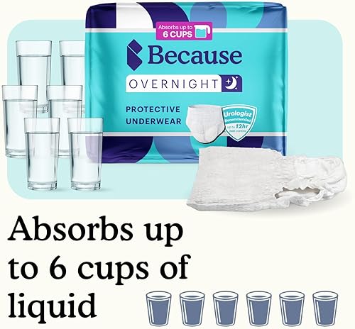 Miniatura 2 de Because Paquete de máxima protección para hombre: 80 unidades, ropa interior nocturna, talla S/M y 80 protectores para incontinencia masculina,