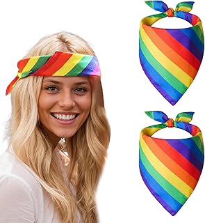 2 Paquetes Pañuelo Cuadrado Arcoíris, Atuendo Orgullo Mujer Hombre, Accesorios Arcoíris, Pañuelos Coloridos Disfraz Mujer