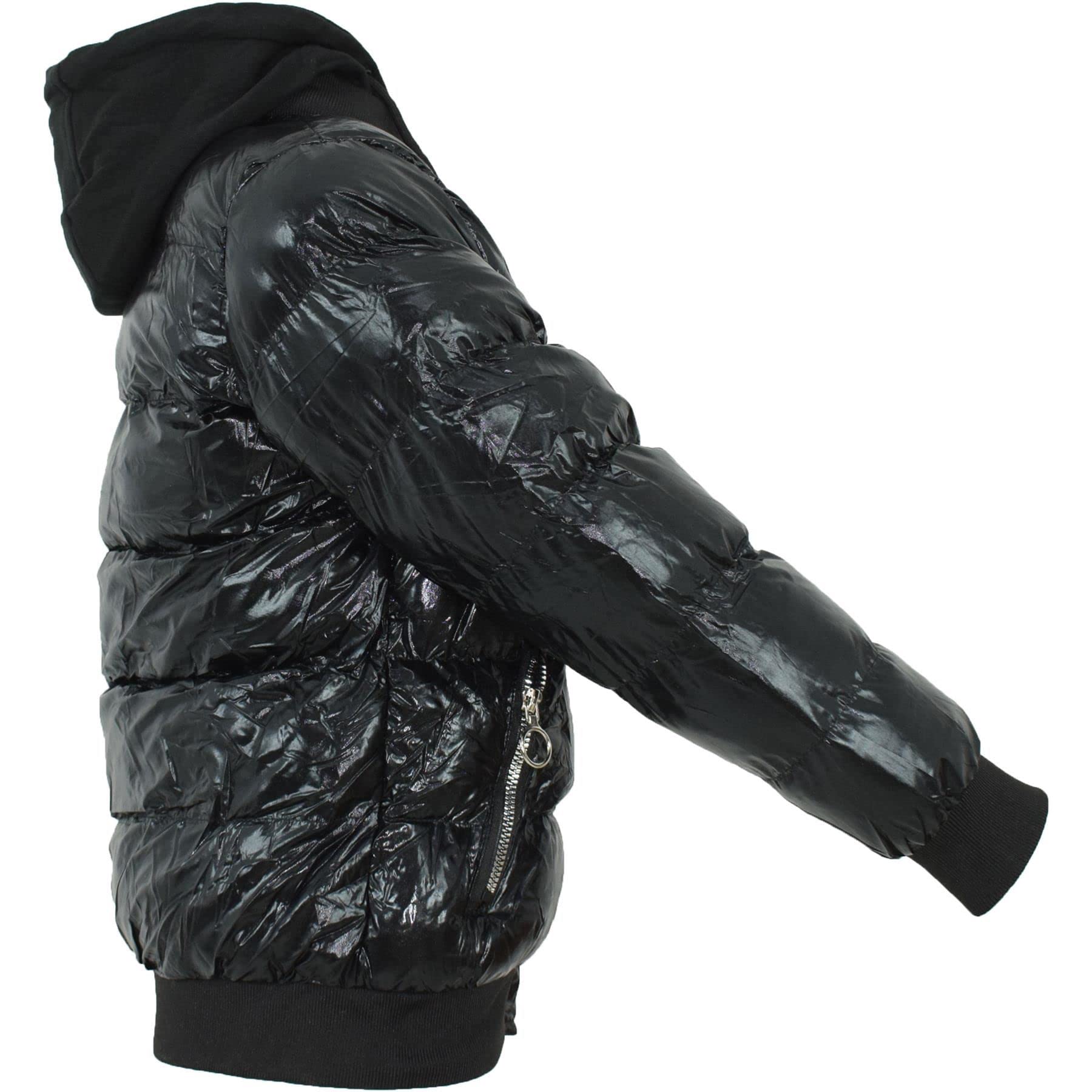 A2Z 4 Kids Dzieci Dziewczyny Chłopcy Moda Błyszczący Watowany Kurtka - Jacket JK28 Black 11-12